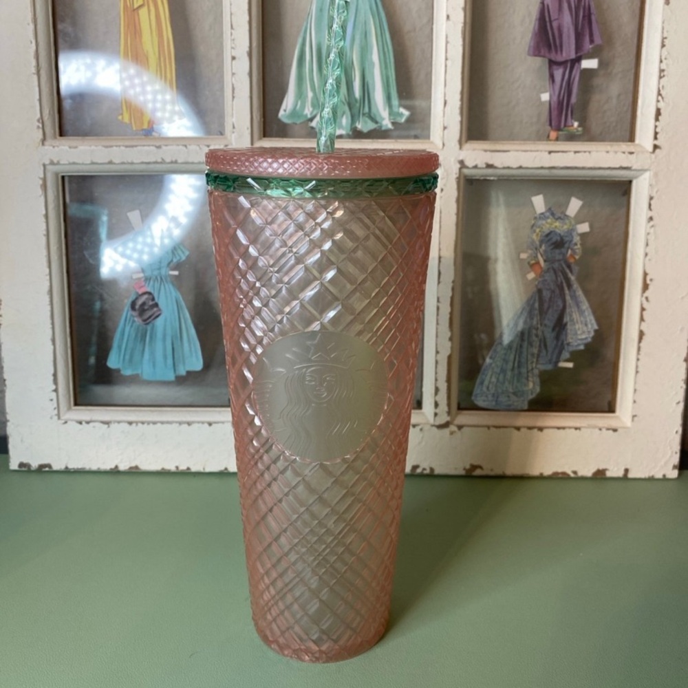 Starbucks Jeweled Pearl Pink Green 24oz Cold Cup
